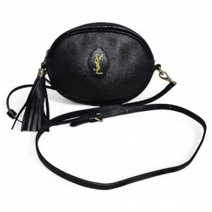 Vintage Authentic Yves Saint Laurent Black Leather Crossbody Bag